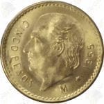 Mexico 5 Pesos gold -- .1205 oz pure gold -- average circulated