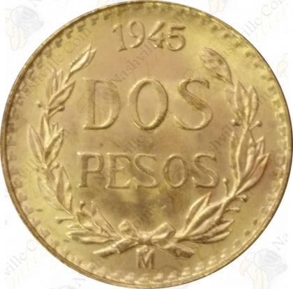 Mexican 2 Peso Gold - .0482 oz Pure Gold - SKU #22002