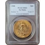 US $20 Saint-Gaudens Gold Double Eagle, PCGS or NGC, MS62