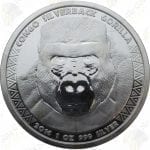 2016 Congo 1 oz .999 fine silver Silverback Gorilla -- BU