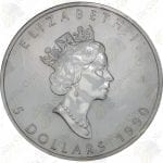 1990 Canada $5 1 oz silver Maple Leaf -- Uncirculated