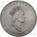 2001 Canada $5 1 oz silver Maple Leaf -- Uncirculated