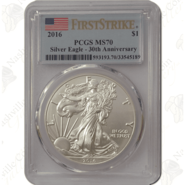 2016 American Silver Eagle - 30th Anniversary - PCGS MS70 First Strike