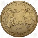 2012 Canada 1/4 oz .9999 fine gold War of 1812