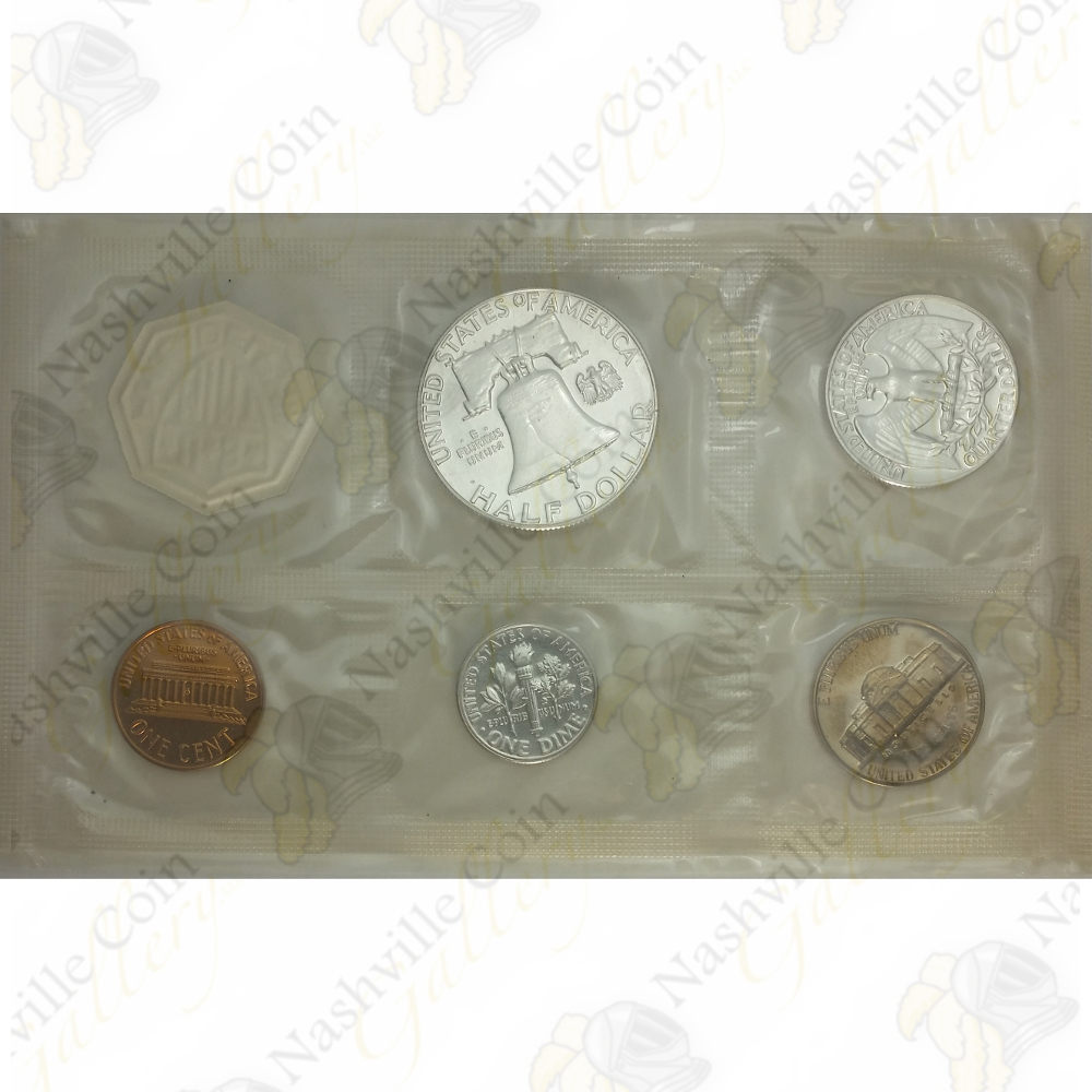 1961 Proof Set in Orig Envelope 90% Silver Franklin Washington US Mint 5 Coin 