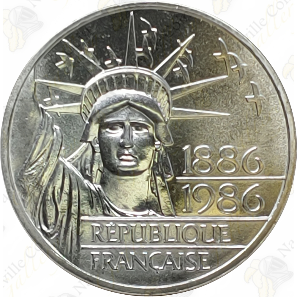 DOUBLE SILVER PIEDFORT THICK 1986 France 100 Francs Statue Of Liberty Coin 