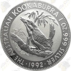 1992 Australian Kookaburra – 1 ounce .999 Fine Silver