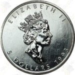 1993 Canada 1 oz .9999 fine silver Maple Leaf