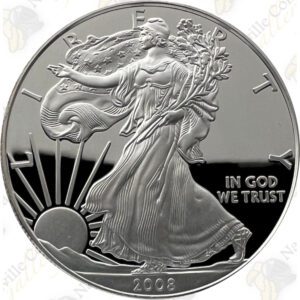 2008 1 OZ PROOF SILVER EAGLE WITH BOX AND COA