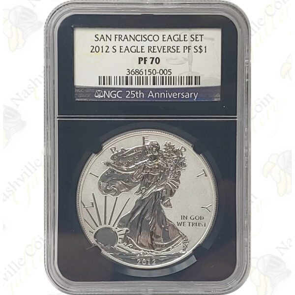 2012-S 2-coin San Francisco American Silver Eagle set -- NGC PF70