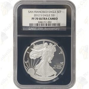 2012-S 2-coin San Francisco American Silver Eagle set -- NGC PF70