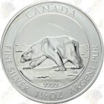 2013 CANADA $8 1.5 OZ .9999 FINE SILVER POLAR BEAR - BU