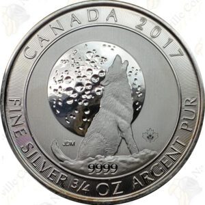 2017 Canada 3/4 oz .9999 fine Silver Grey Wolf