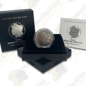 2021-S Morgan Silver Dollar with box and COA -- .858 oz pure silver.