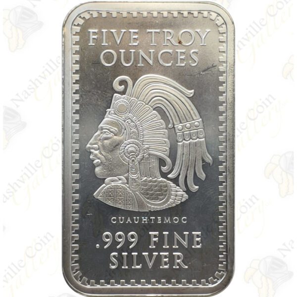 Golden State Mint Cuahtemoc / Aztec Calendar 5-oz silver bar
