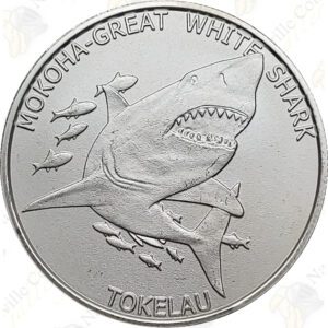 2015 Tokelau 1 oz .999 fine silver Great White Shark