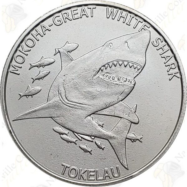2015 Tokelau 1 oz .999 fine silver Great White Shark