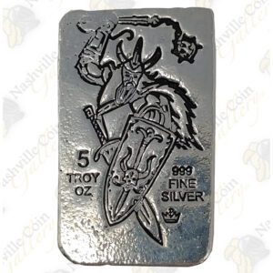 Monarch Precious Metals "Viking" Flail and Shield 5 oz silver bar