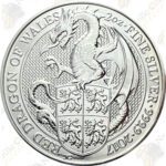 2017 Great Britain 2 oz .9999 fine silver Red Dragon of Wales