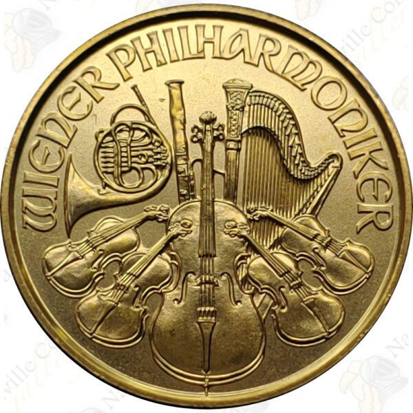 Austria 1/10 oz .9999 fine gold Philharmonic