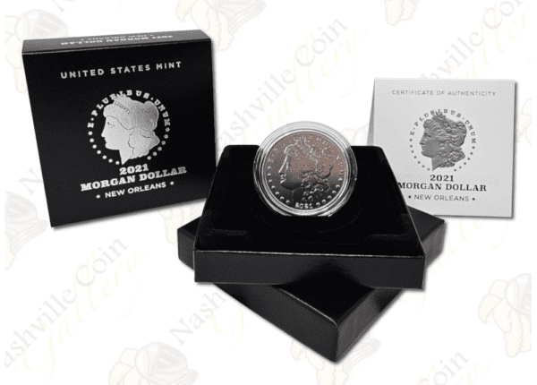 2021-O Morgan Silver Dollar with box and COA -- .858 oz pure silver.