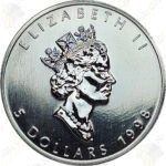 1998 Canada 1 oz .9999 fine silver Maple Leaf