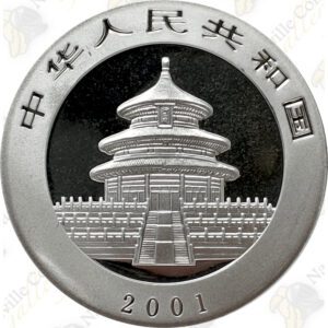 2001 1 OZ CHINESE SILVER PANDA - 10 YUAN - UNCIRCULATED