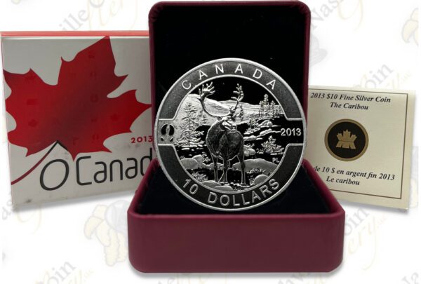 2013 $10 1/2 oz O’Canada Caribou Proof .999 Silver Coin