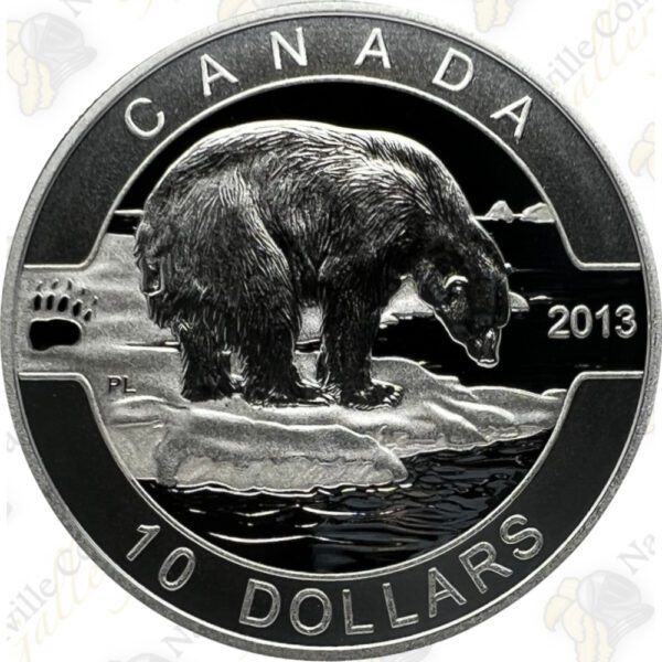 2013 $10 1/2 oz O’Canada Polar Bear Proof .999 Silver Coin