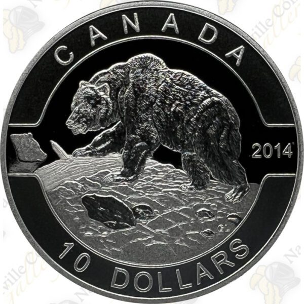 2014 $10 1/2 oz O’Canada Grizzly Bear Proof .999 Silver Coin