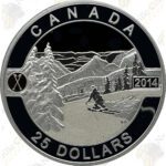 2014 $25 1 oz O'Canada Scenic Skiing Proof .999 Silver Coin