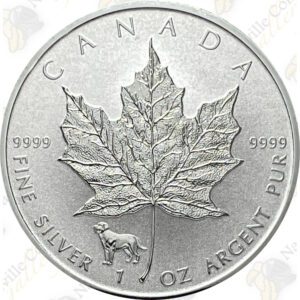 2018 Canada 1 oz. .9999 Fine Dog Privy Reverse Proof Silver Maple Leaf – BU