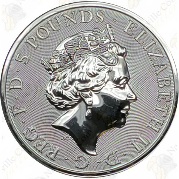 2020 Great Britain 2 oz Silver White Lion of Mortimer