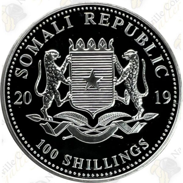 2019 Somalia Silver Elephant - 1 oz .9999 Fine Silver