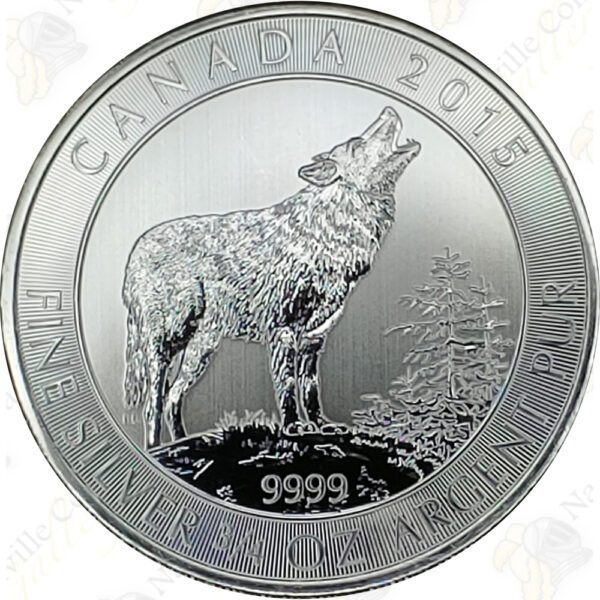 2015 Canada 3/4 oz .9999 fine silver Howling Wolf
