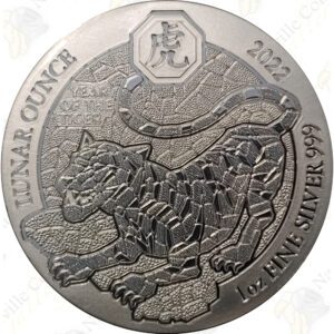 2022 Rwanda Lunar Ounce 1 oz .999 Fine Silver Year of the Tiger