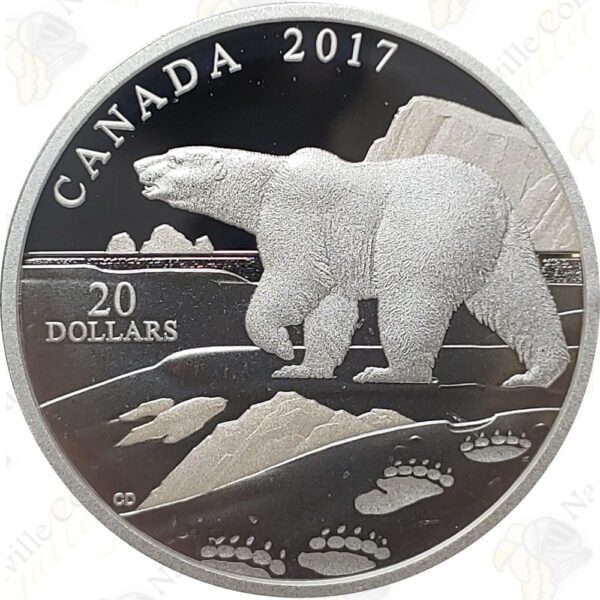 2017 $20 Canada Nature's Impressions 1 oz. .9999 Fine Silver Polar Bear