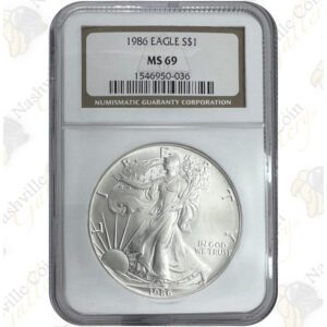 1986 American Silver Eagle - NGC MS69