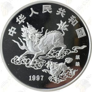 1997 China 1-oz .999 fine silver Unicorn