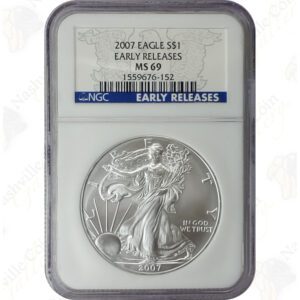 NGC Certified BU American Silver Eagles – Early / First Releases (Labels may vary)