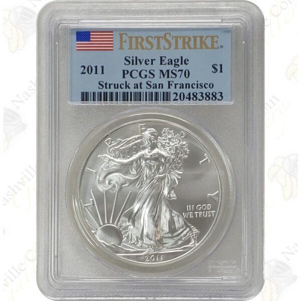 2011 American Silver Eagle (Struck at San Francisco) - PCGS MS70 First Strike