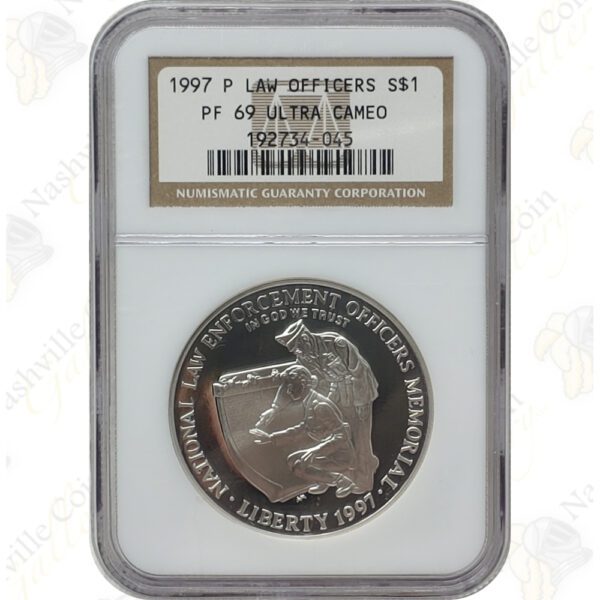 1997 Law Enforcement Commemorative Silver Dollar -- NGC PF69 Ultra Cameo