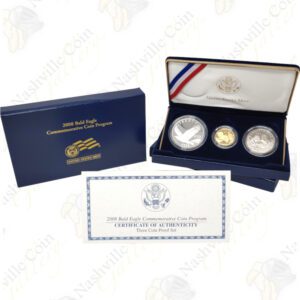 2008 Bald Eagle 3-coin Proof Gold and Silver Set