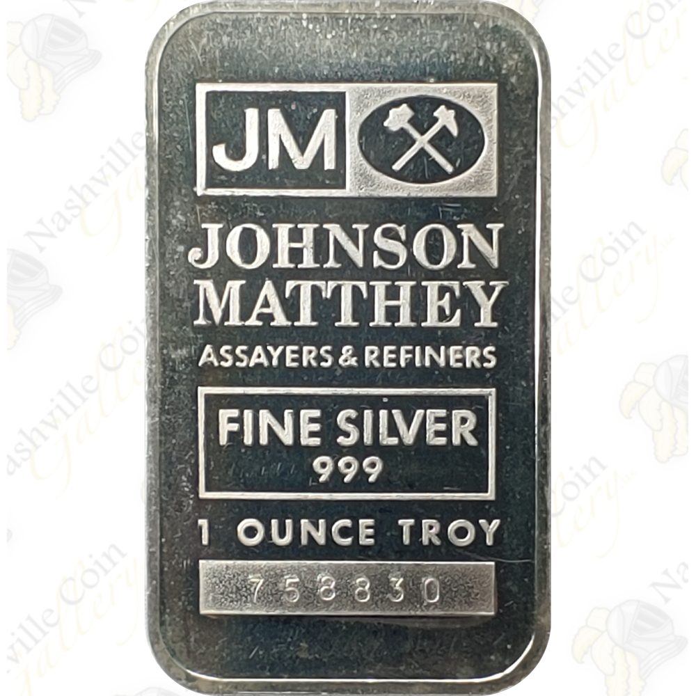 Johnson Matthey 1 oz .999 Fine Silver Bar - SKU #62001