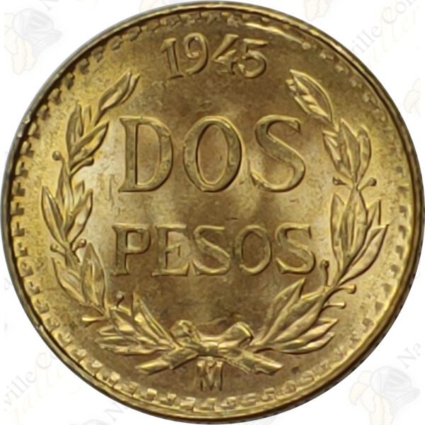 Mexico 2 pesos gold -- .0482 oz pure gold