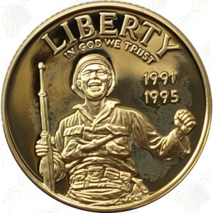 1991-1995 World War II $5 gold commemorative coin