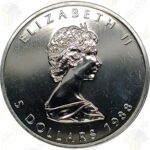 1988 Canada 1 oz .9999 fine silver Maple Leaf