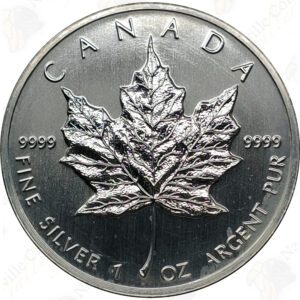 1989 Canada 1 oz .9999 fine silver Maple Leaf