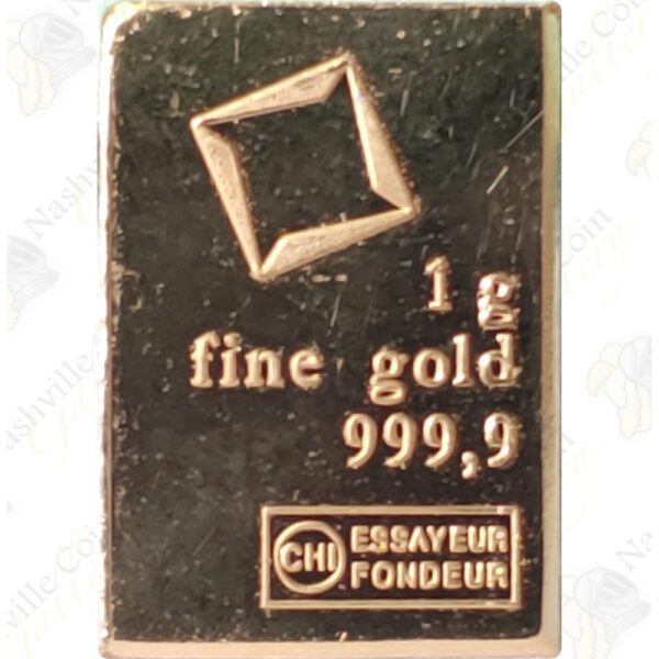 1 gram .999+ fine gold bar (loose / random brand)