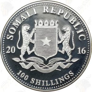2016 Somalia 1 oz .9999 fine silver Elephant